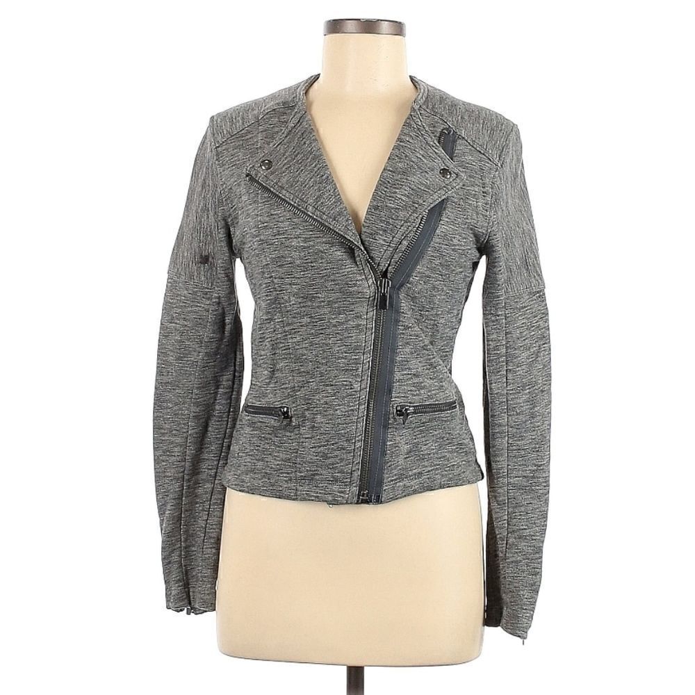 GAP GRAY 100% COTTON MOTO ZIP JACKET SIZE M